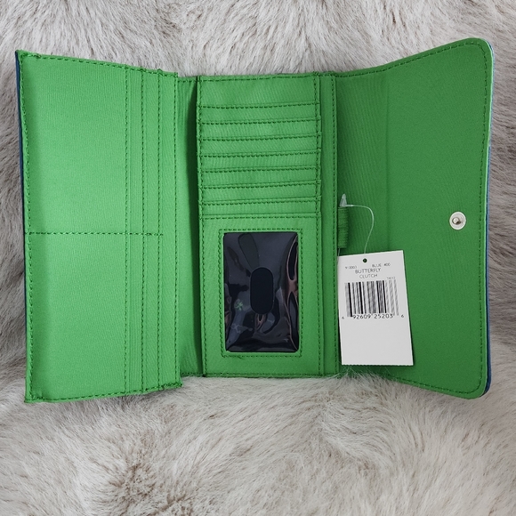 NWT TOMMY HILFIGER Preppy "Butterfly Clutch" Wallet Blue & Green - Picture 7 of 15
